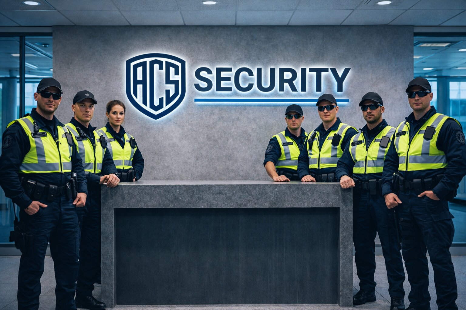 Allied CS security team at corporate reception desk